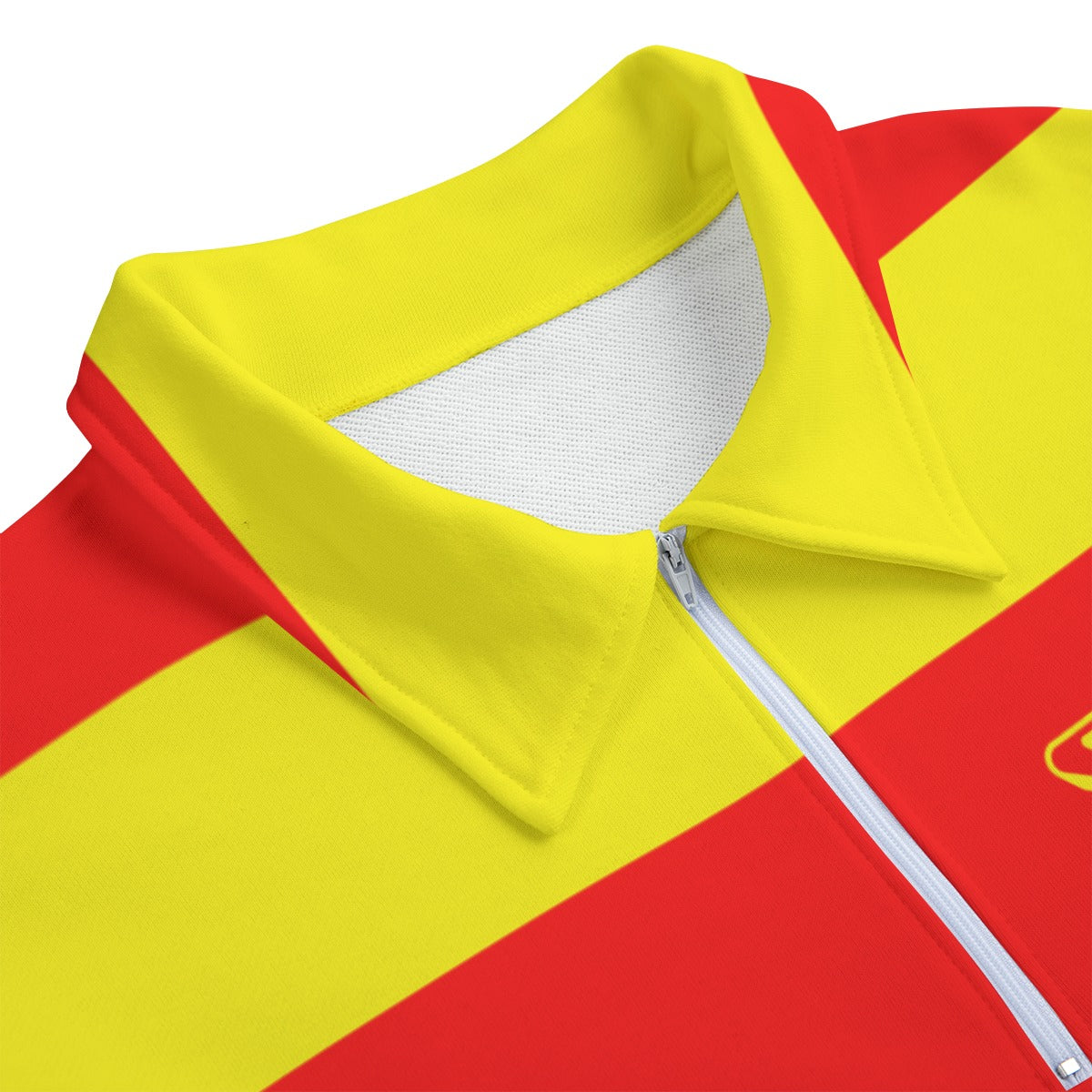 Red & Yellow Striped Heavyweight Zip-Up Polo | 310GSM Cotton