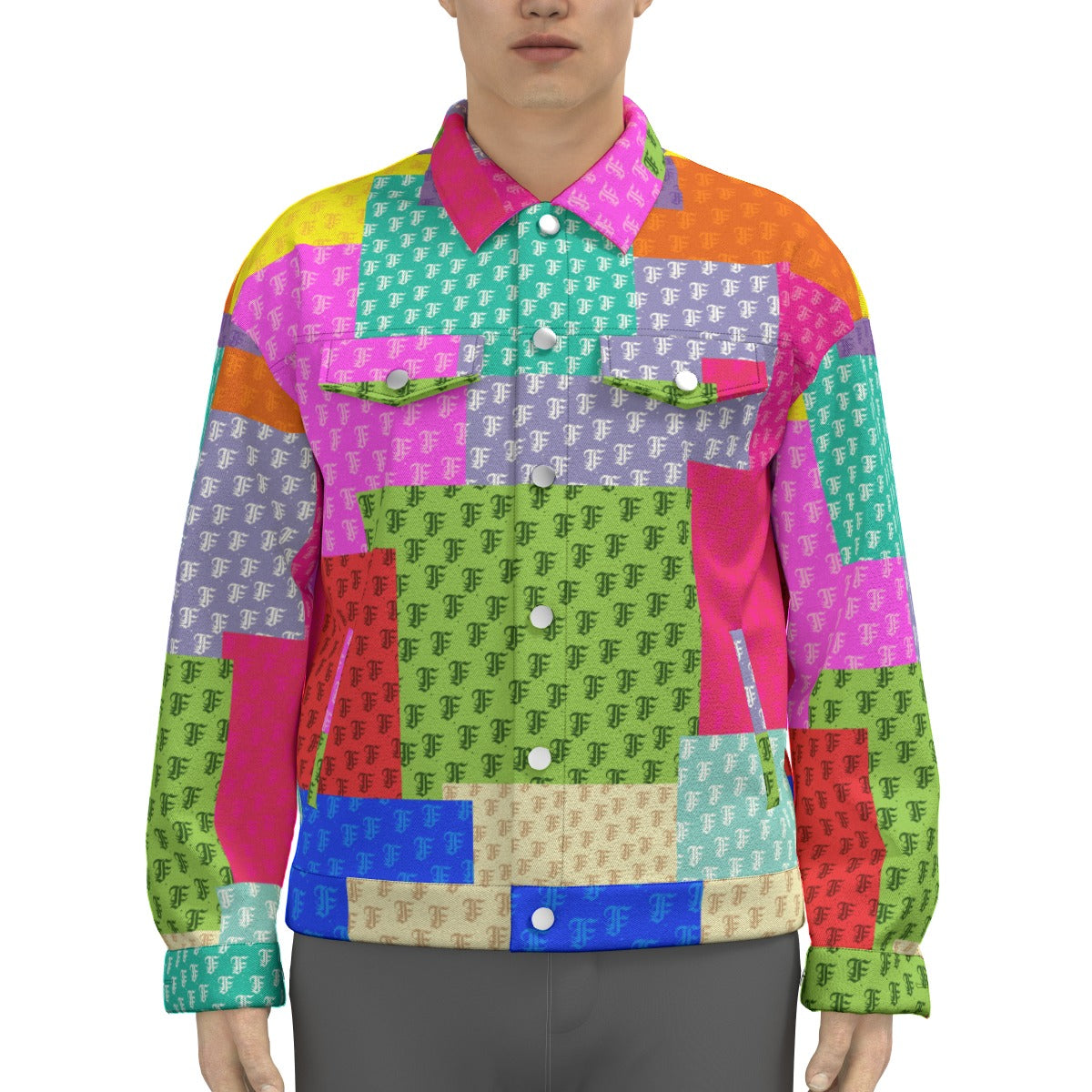 Pastel Patchwork Trucker Jacket | 245GSM Cotton