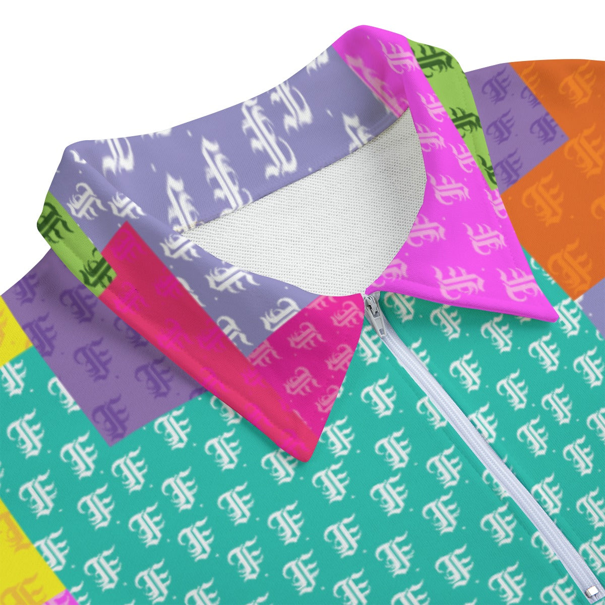 Pastel Patchwork Heavyweight Zip-Up Polo | 310GSM Cotton