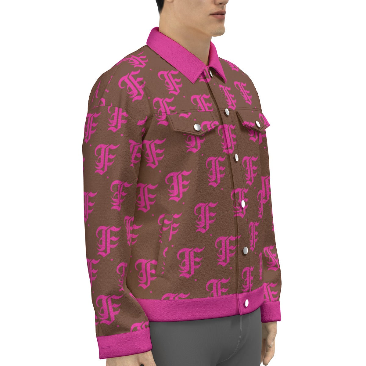 FFBrown& Pink Trucker Jacket | 245GSM Cotton