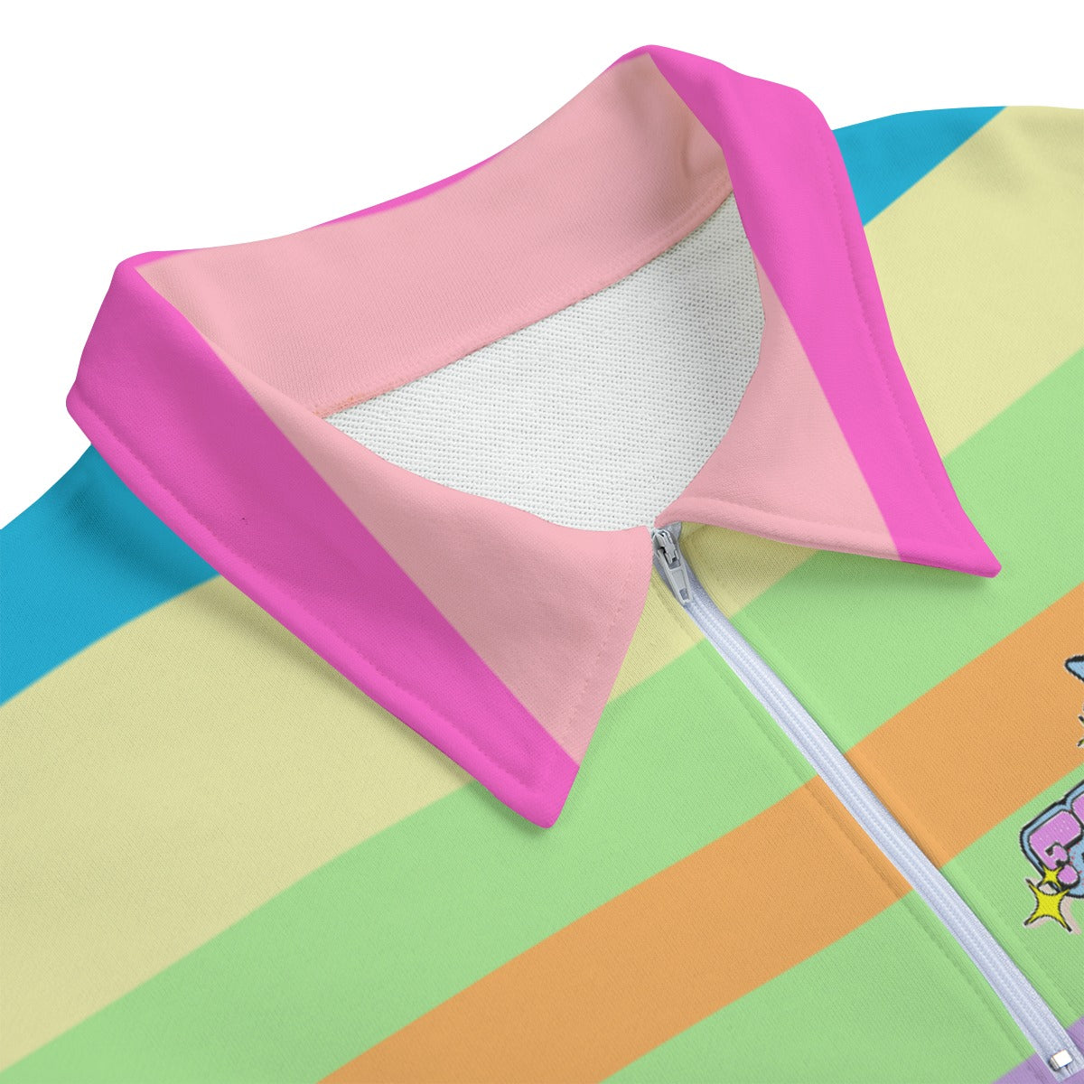 Pastel Striped Heavyweight Zip-Up Polo | 310GSM Cotton