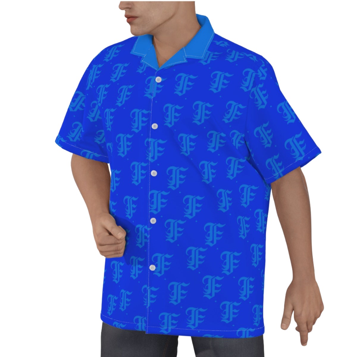 FFBlue Hawaiian Shirt |115GSM Cotton poplin