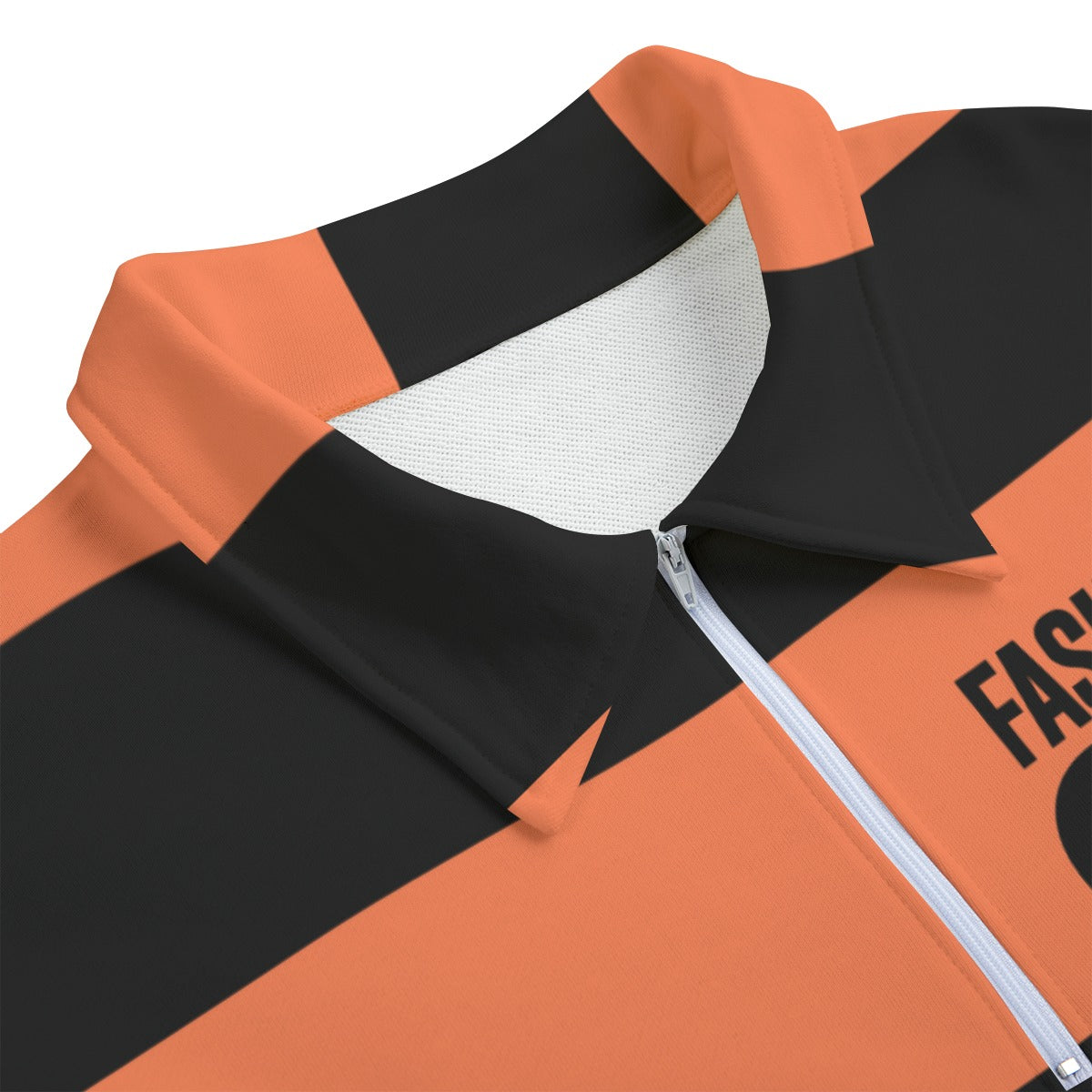 Orange & Black Striped Heavyweight Zip-Up Polo | 310GSM Cotton