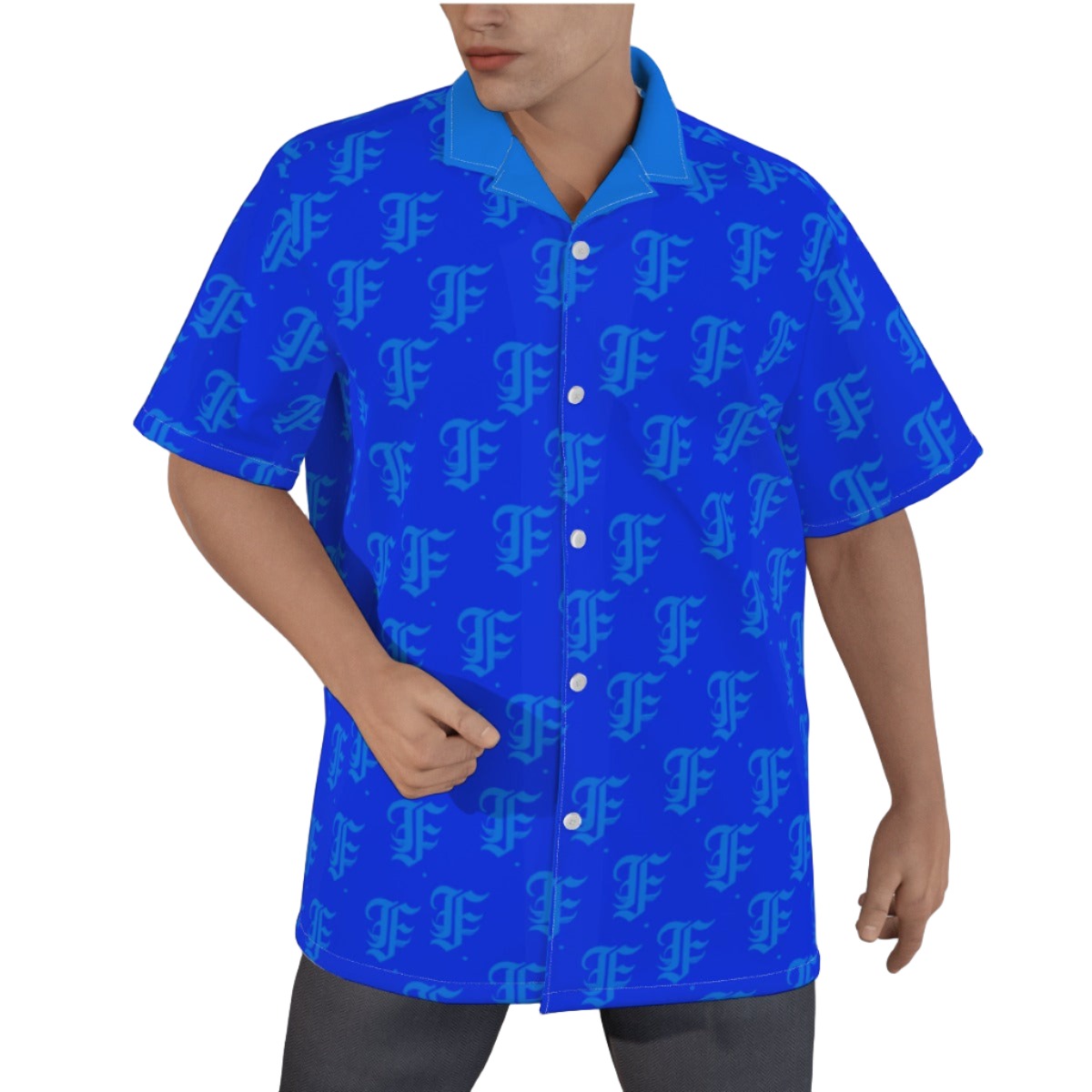 FFBlue Hawaiian Shirt |115GSM Cotton poplin
