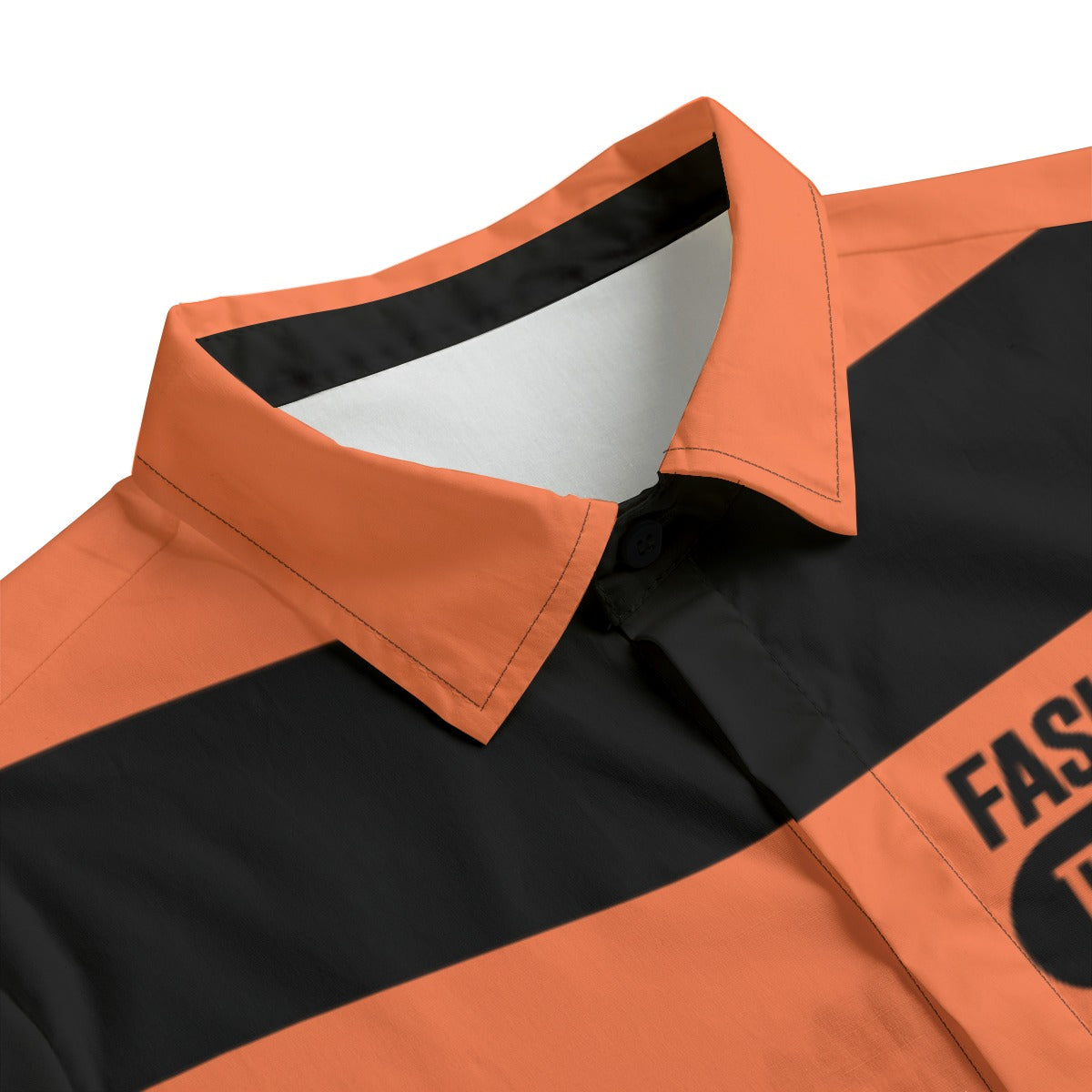Orange&Black Striped Button-Up |115GSM Cotton poplin