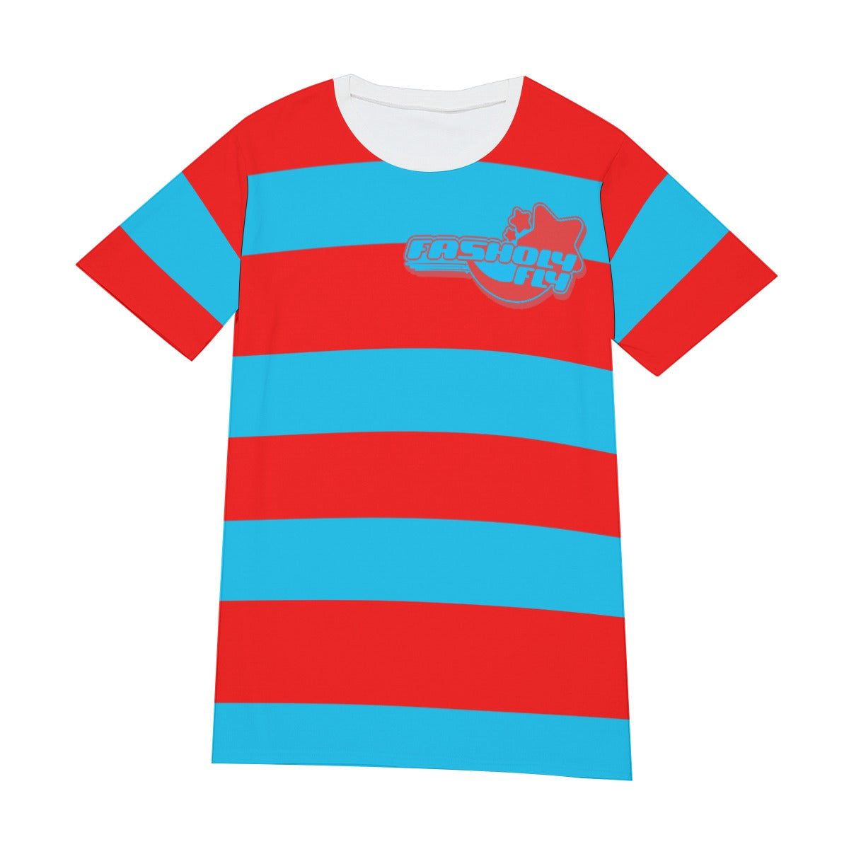 Red & Blue Striped Tee | 190GSM Cotton