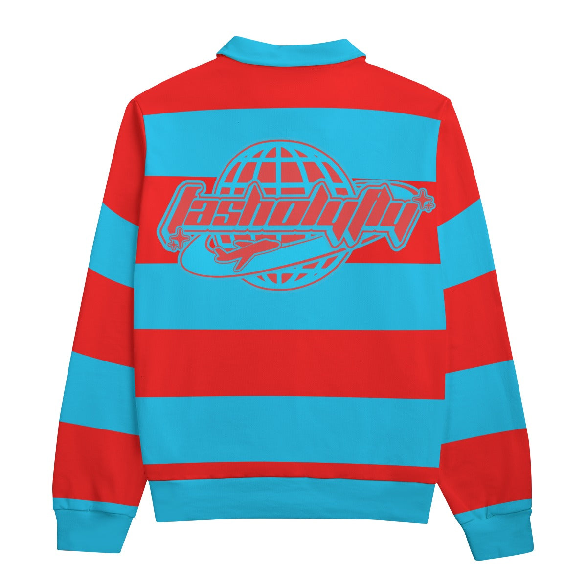 Red & Blue Striped Heavyweight Zip-Up Polo | 310GSM Cotton