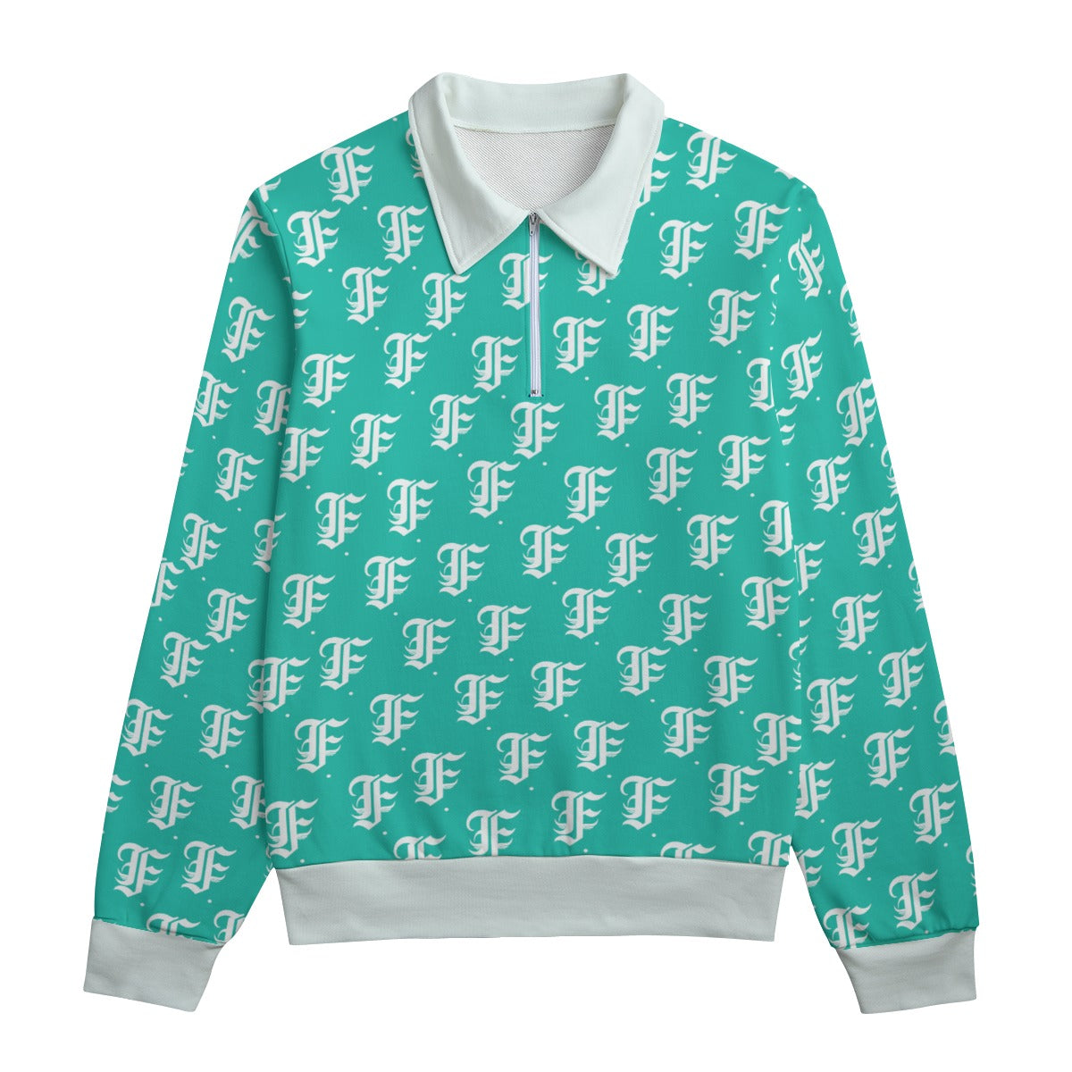 FFTurquoise Heavyweight Zip-Up Polo | 310GSM Cotton