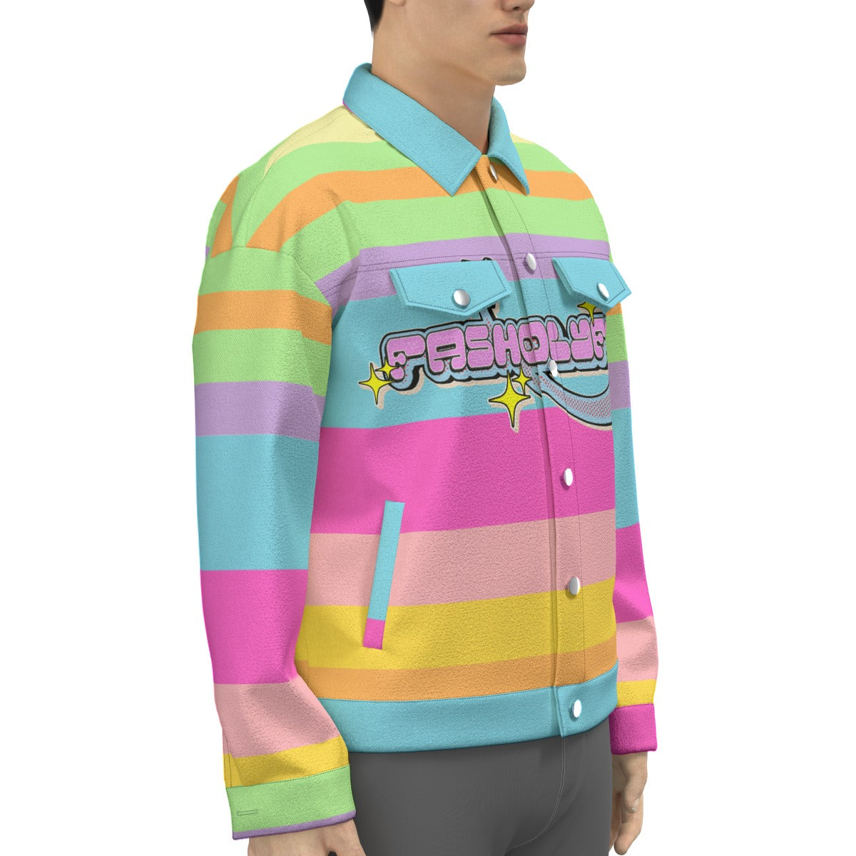 Pastel Striped Trucker Jacket | 245GSM Cotton
