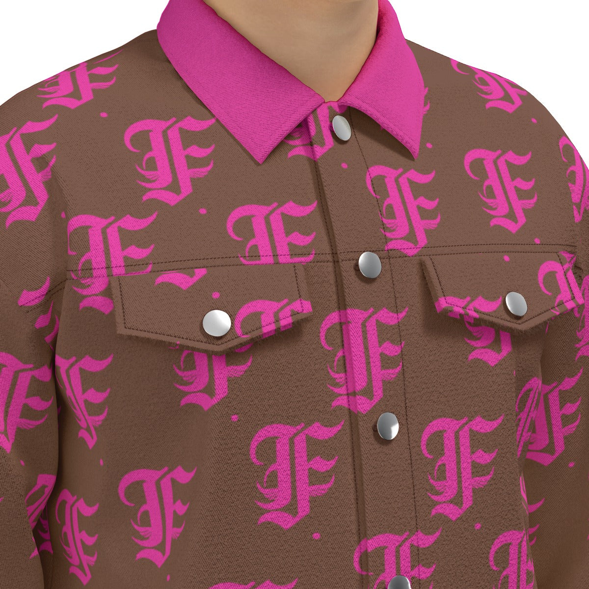 FFBrown& Pink Trucker Jacket | 245GSM Cotton