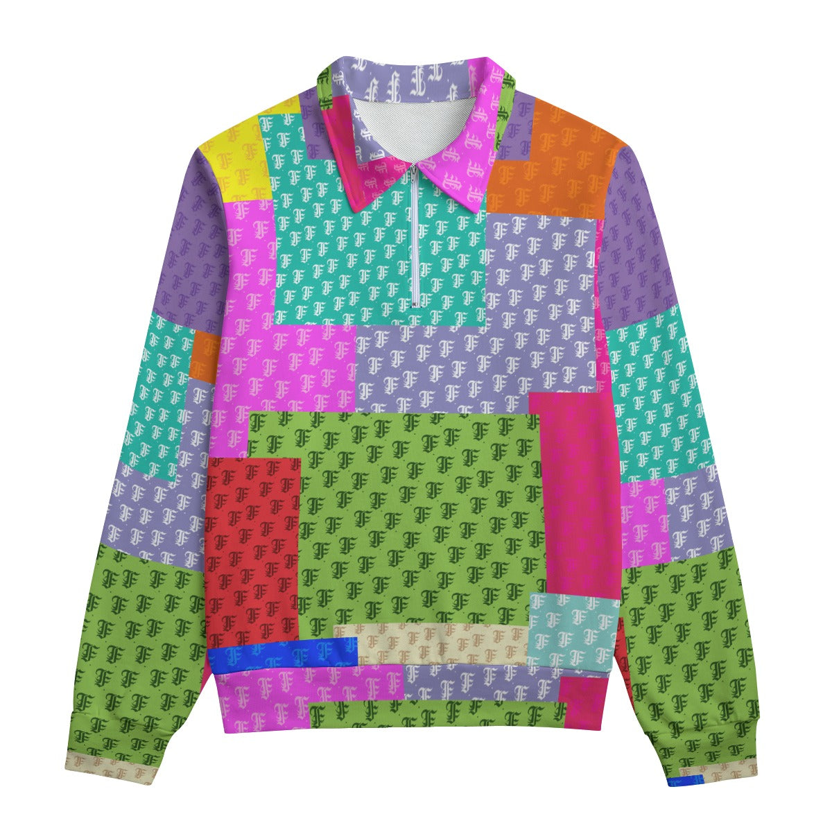 Pastel Patchwork Heavyweight Zip-Up Polo | 310GSM Cotton