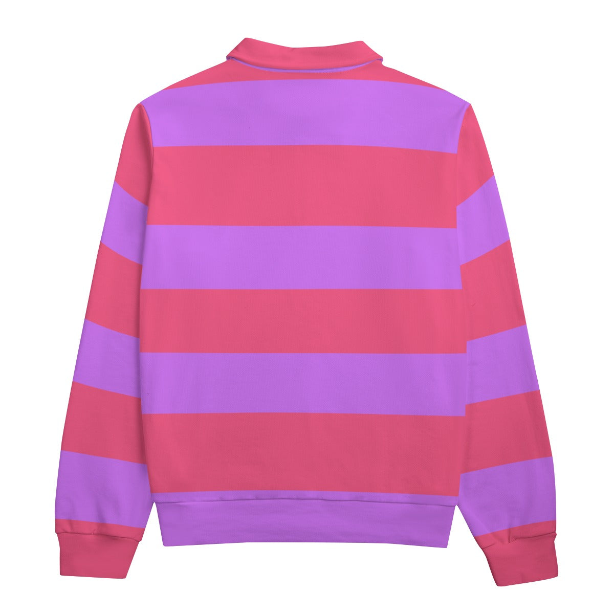 Purple & Pink Striped Heavyweight Zip-Up Polo | 310GSM Cotton