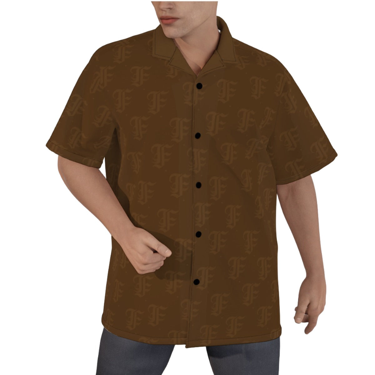 FFBrown Hawaiian Shirt |115GSM Cotton poplin