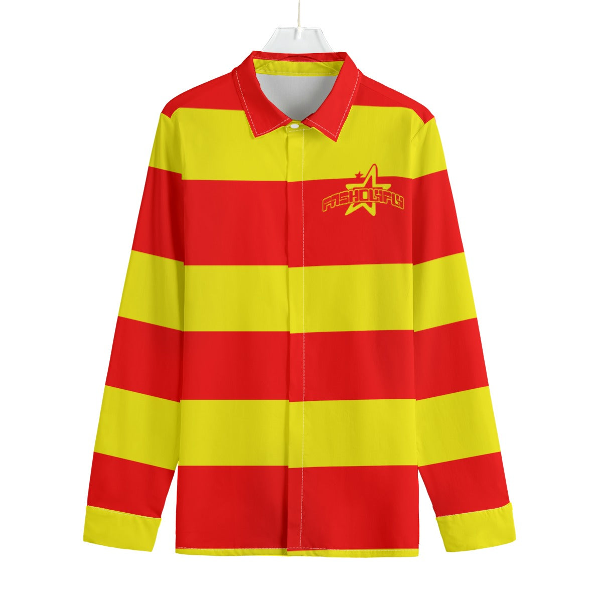 Red&Yellow Striped Button-Up |115GSM Cotton poplin
