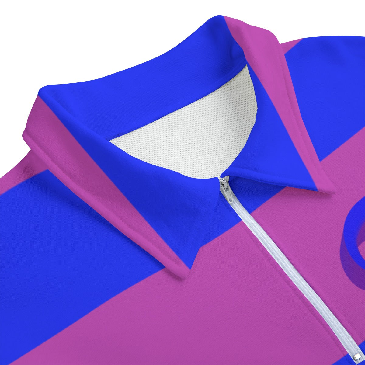 Purple & Blue Striped Heavyweight Zip-Up Polo | 310GSM Cotton