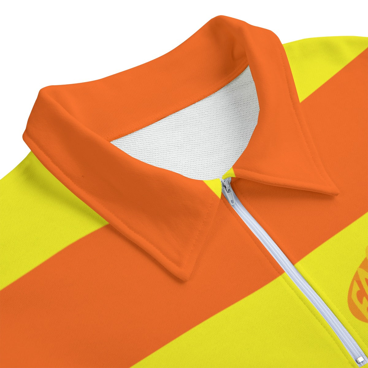 Orange & Yellow Striped Heavyweight Zip-Up Polo | 310GSM Cotton
