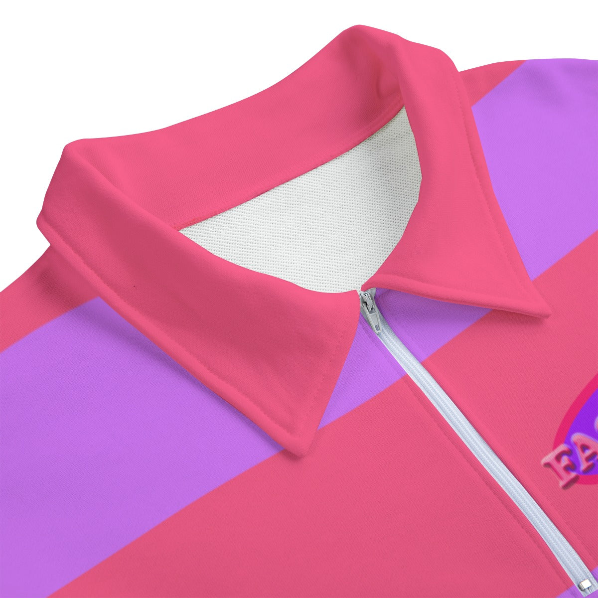 Purple & Pink Striped Heavyweight Zip-Up Polo | 310GSM Cotton