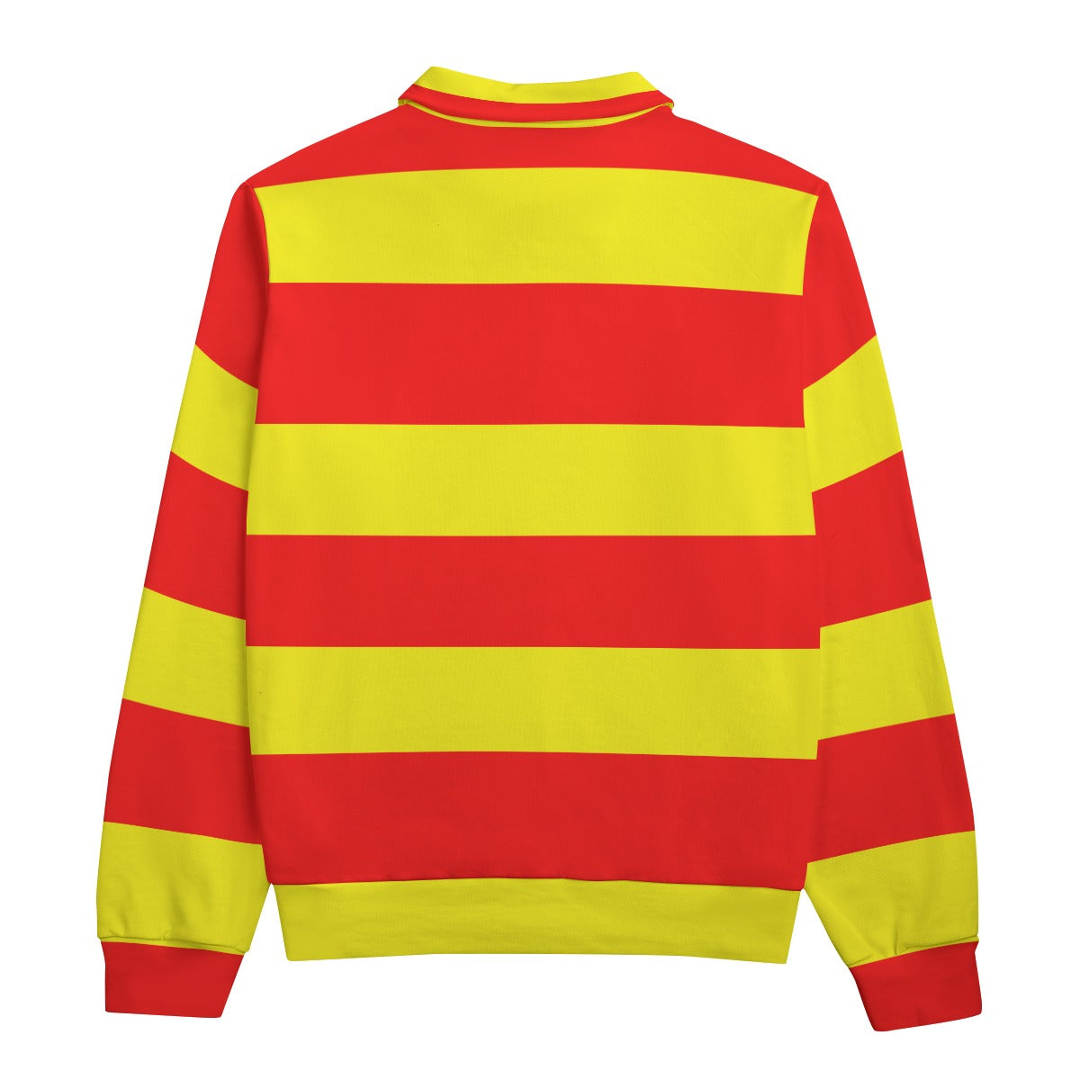 Red & Yellow Striped Heavyweight Zip-Up Polo | 310GSM Cotton