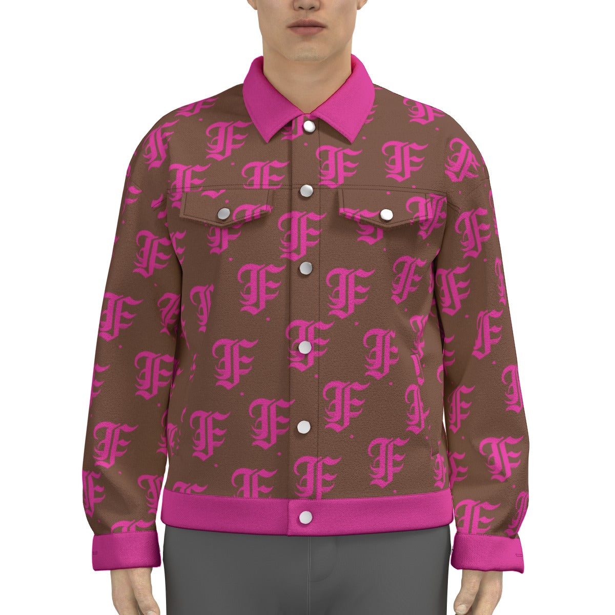 FFBrown& Pink Trucker Jacket | 245GSM Cotton