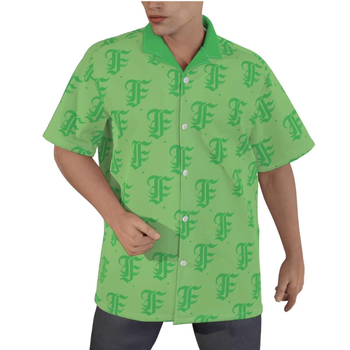 FFMintGreen Hawaiian Shirt |115GSM Cotton poplin