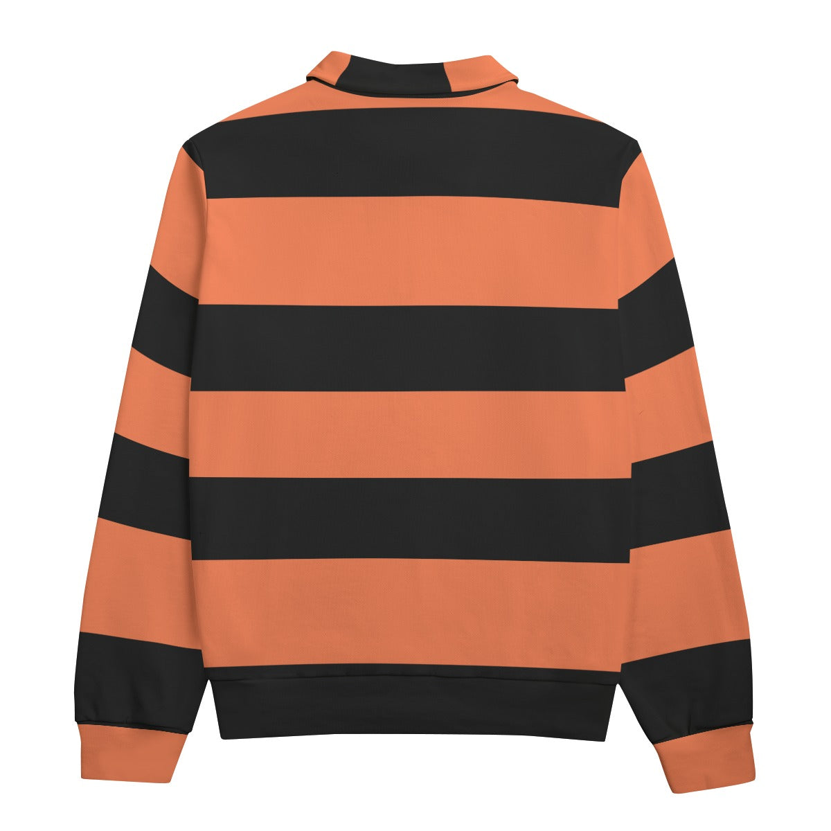 Orange & Black Striped Heavyweight Zip-Up Polo | 310GSM Cotton