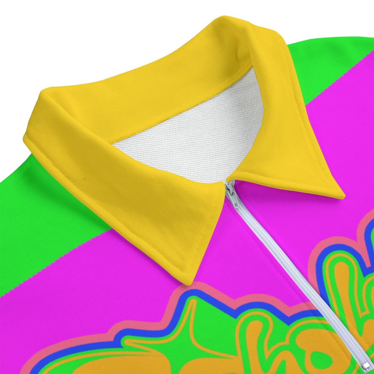 Neon Striped Heavyweight Zip-Up Polo | 310GSM Cotton