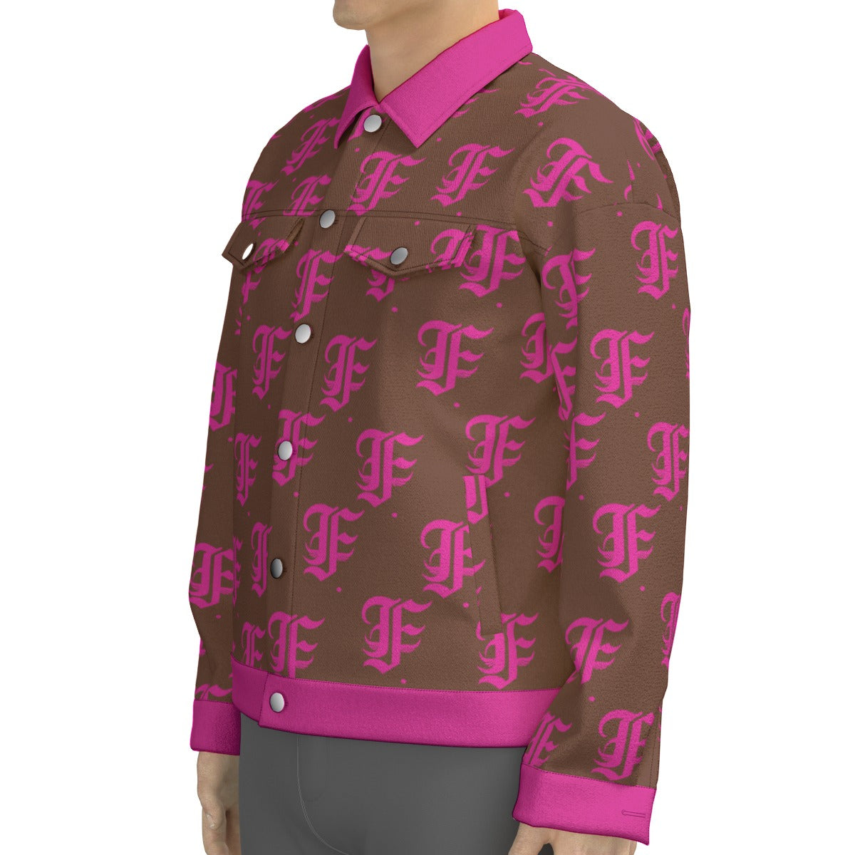FFBrown& Pink Trucker Jacket | 245GSM Cotton