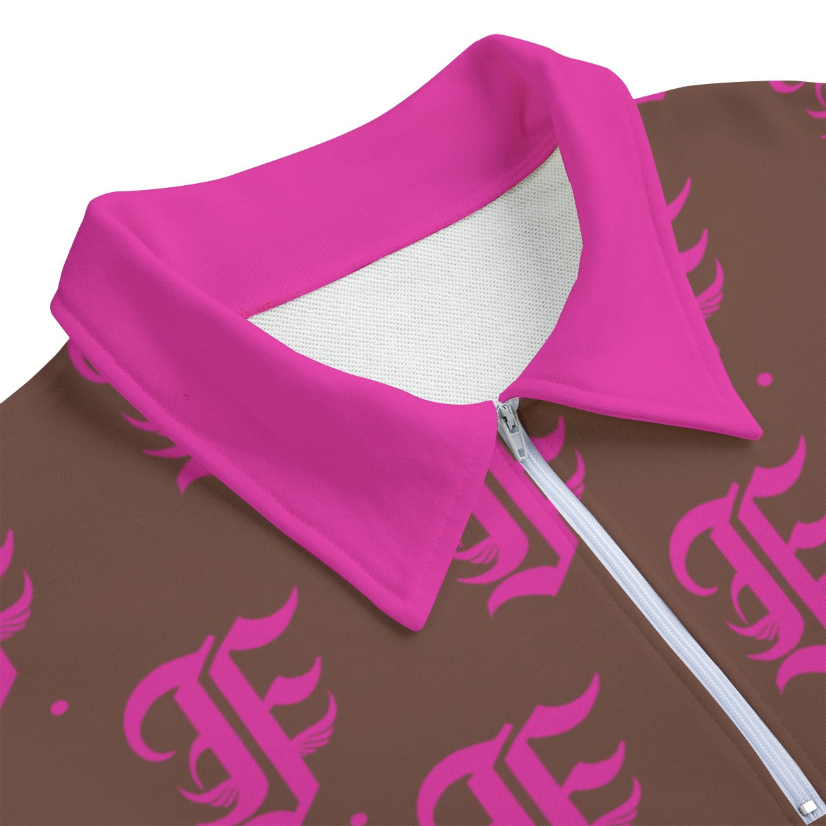 FFBrown&Pink Heavyweight Zip-Up Polo | 310GSM Cotton