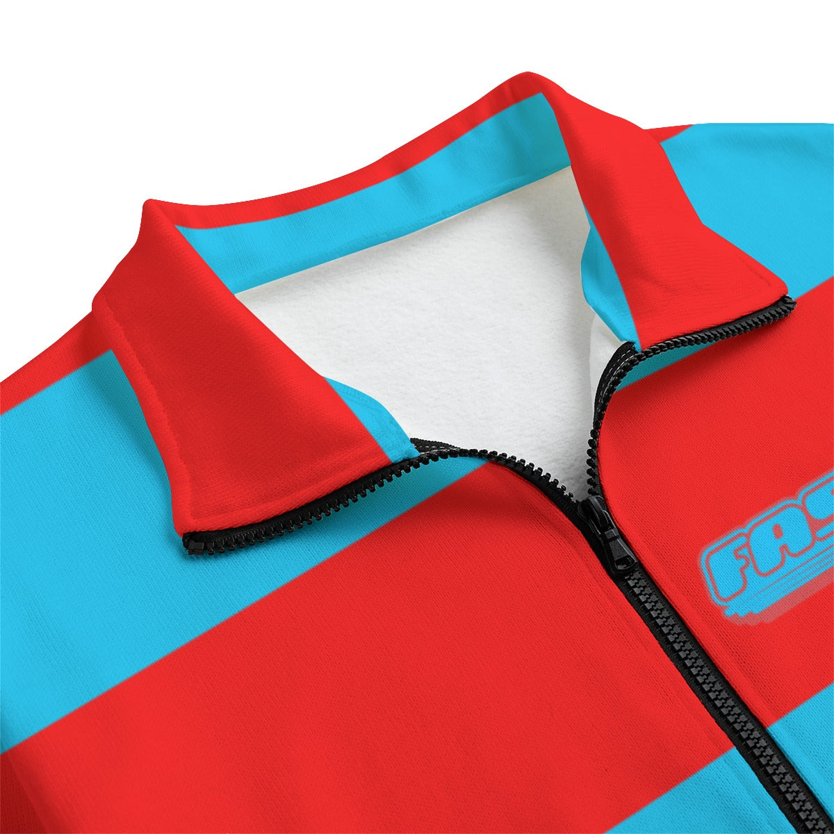 Red & Blue Striped | Knitted Fleece Zip-up