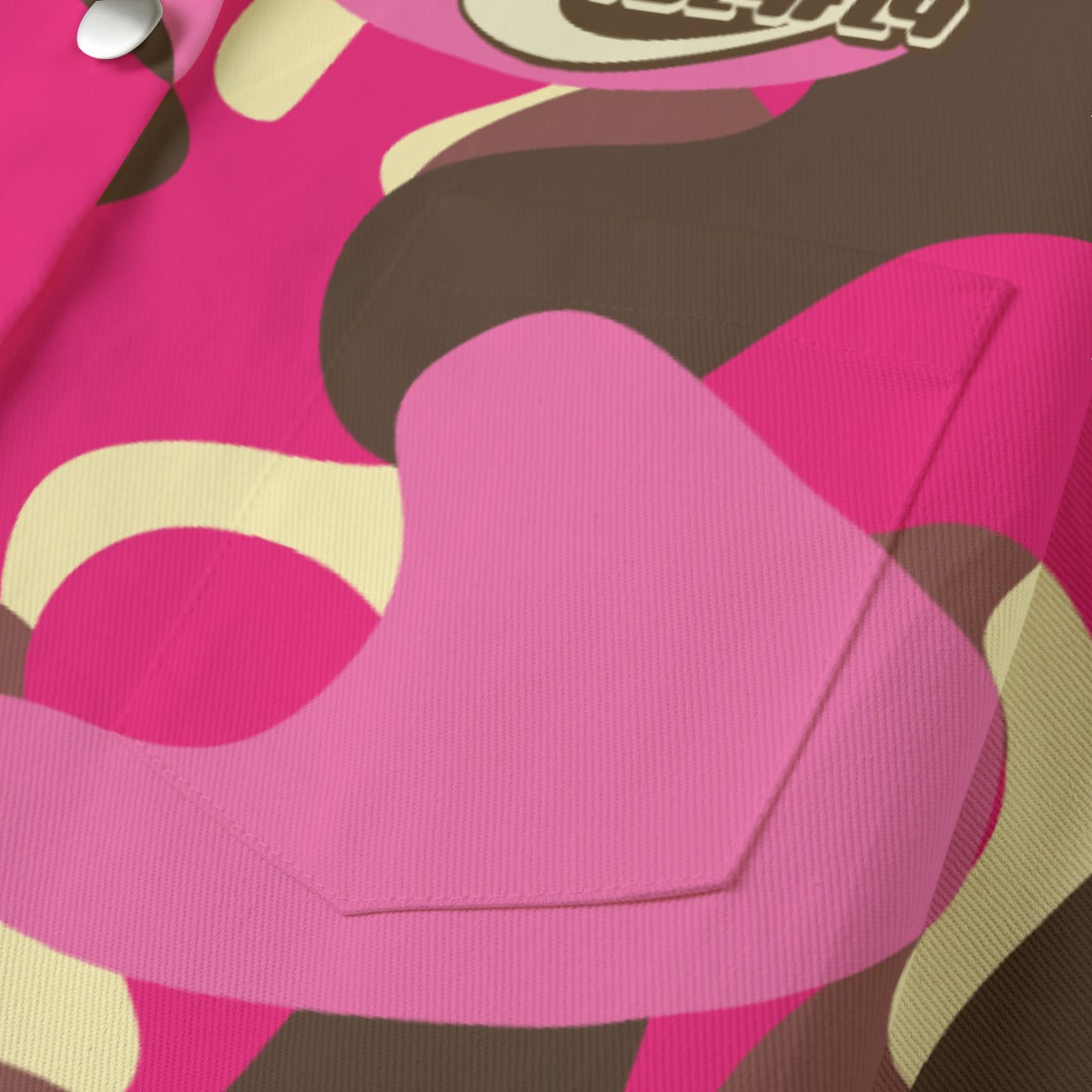 Camo Brown&Pink [Cropped Button-Up Jacket] | 245GSM Cotton