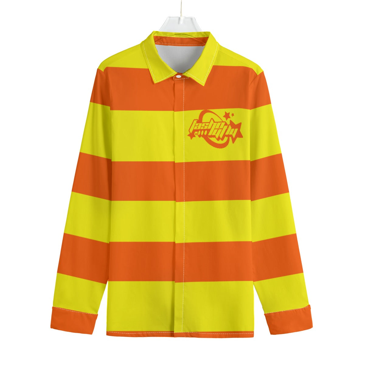 Orange & Yellow Striped Button-Up |115GSM Cotton poplin