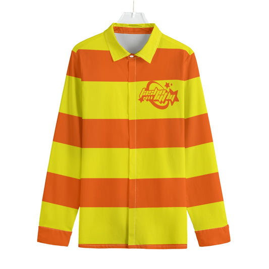 Orange & Yellow Striped Button-Up |115GSM Cotton poplin