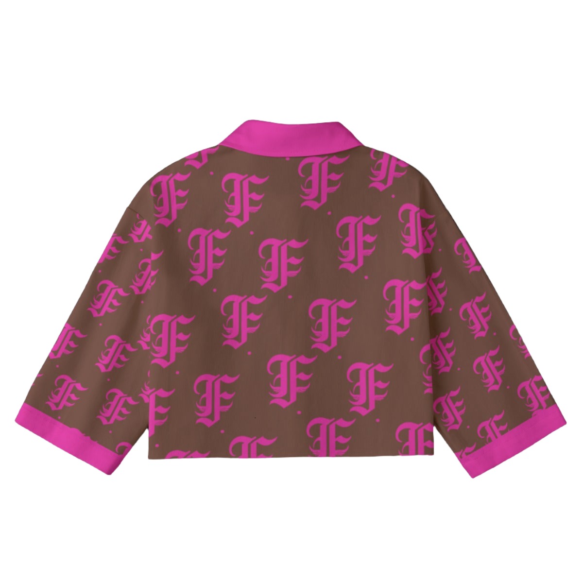 FFBrown&Pink [Cropped Button-Up Jacket] | 245GSM Cotton