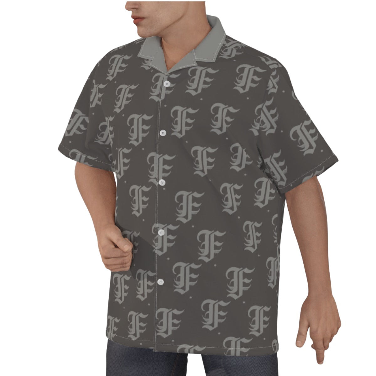 FFGrey Hawaiian Shirt  |115GSM Cotton poplin