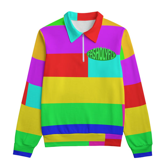 PopArt Striped Heavyweight Zip-Up Polo  | 310GSM Cotton