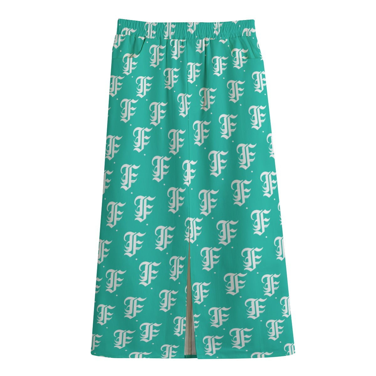 FFTurquoise Mid-slit Skirt | 245GSM Cotton