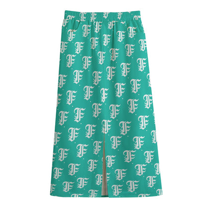 FFTurquoise Mid-slit Skirt | 245GSM Cotton