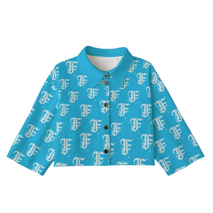 FFBabyBlue [Cropped Button-Up Jacket] | 245GSM Cotton