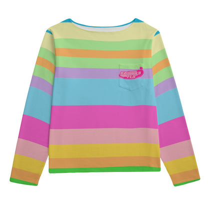 Pastel Striped Boat Neck Sweatshirt | 310GSM Cotton