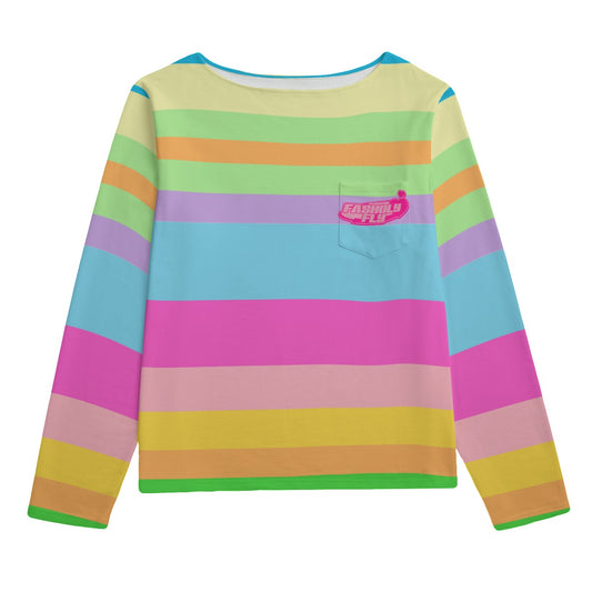Pastel Striped Boat Neck Sweatshirt | 310GSM Cotton