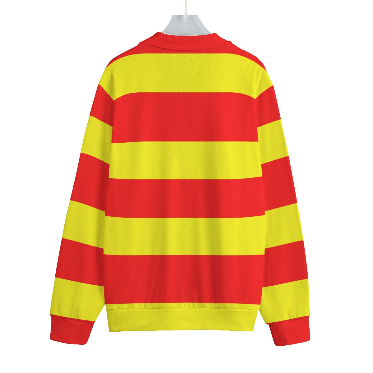 Red & Yellow Striped | Knitted Fleece Zip-up