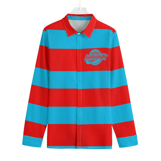 Red&Blue Striped Button-Up |115GSM Cotton poplin