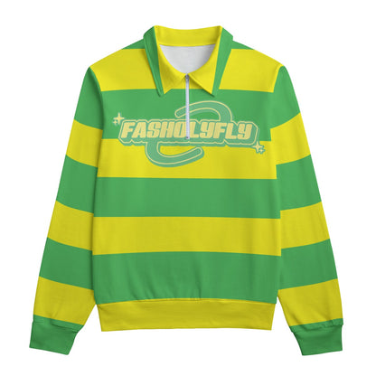 Yellow & Green Swoosh (Striped Sweater Polo) | 310GSM Cotton