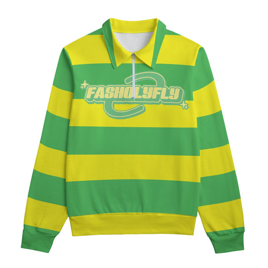 Yellow & Green Swoosh (Striped Sweater Polo) | 310GSM Cotton