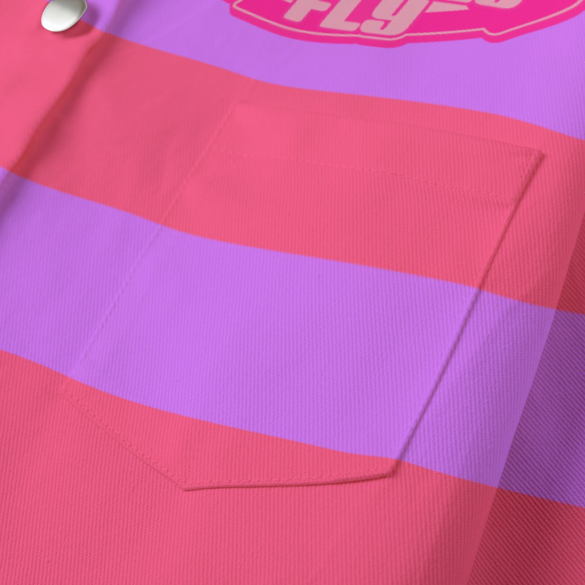 HotPink & Purple Striped  [Cropped Button-Up Jacket] | 245GSM Cotton