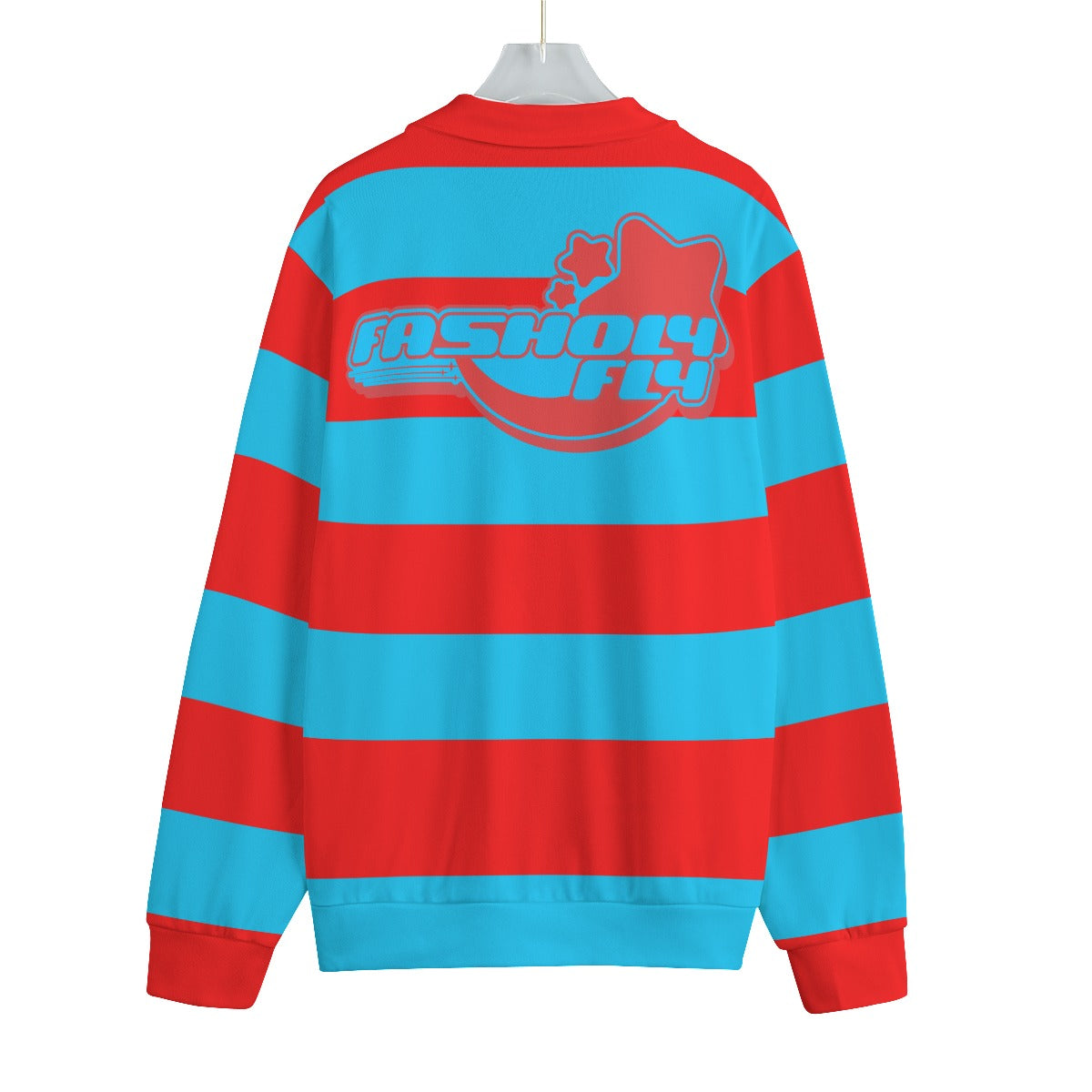 Red & Blue Striped | Knitted Fleece Zip-up