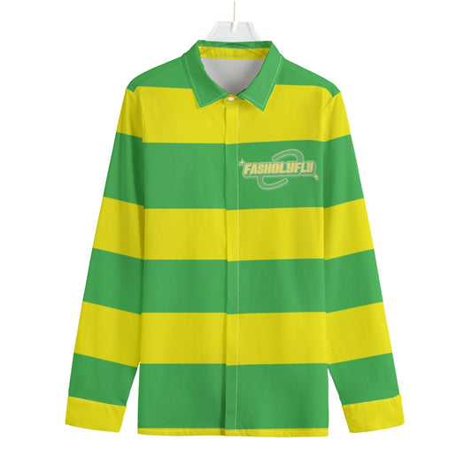 Green&Yellow Striped Button-Up |115GSM Cotton poplin