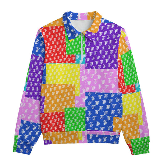 Multi-Color Patchwork Heavyweight Zip-Up Polo  | 310GSM Cotton