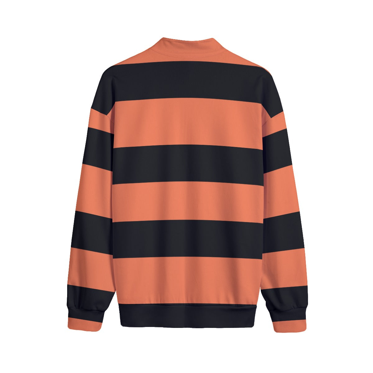 Orange&Black Striped | Quarter Zip Sweater