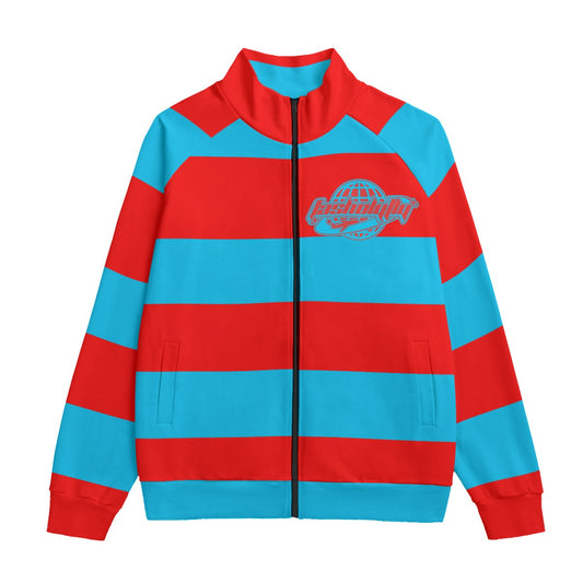 Red&Blue Striped Zip-up | 310GSM Cotton